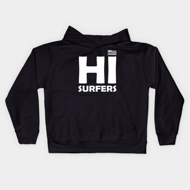 Hawaii Surfers (White Print) Kids Hoodie by dblvnk